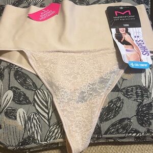 Maidenform Beige Lace Front Shaping Thong, 2XL, NWT